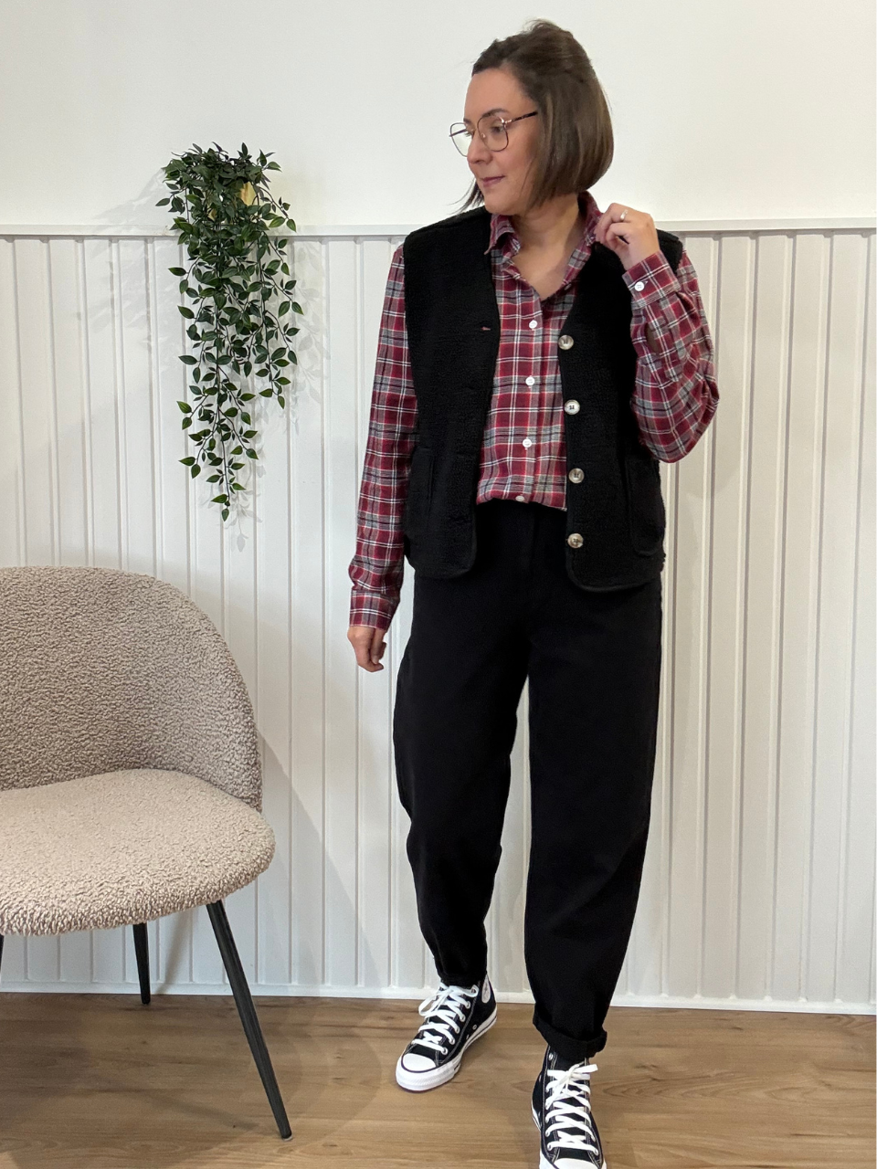 Chemise à carreaux rouge Love by MD