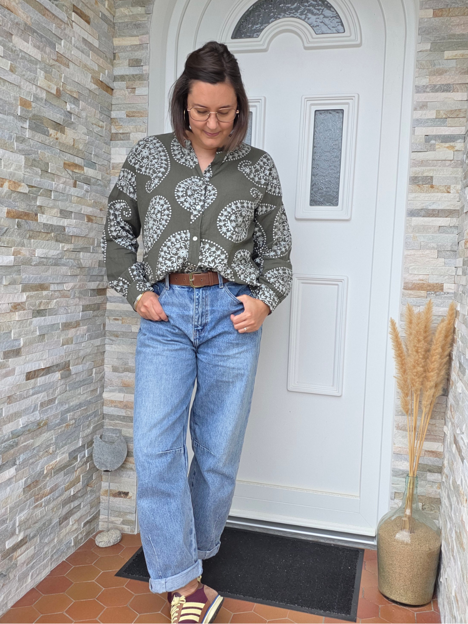 Look blouse kaki et jean barrel