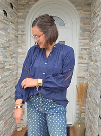Blouse marine brodée