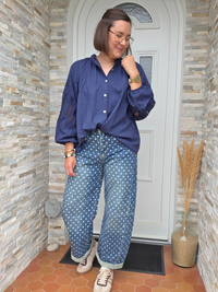 Look blouse marine et jean barrel