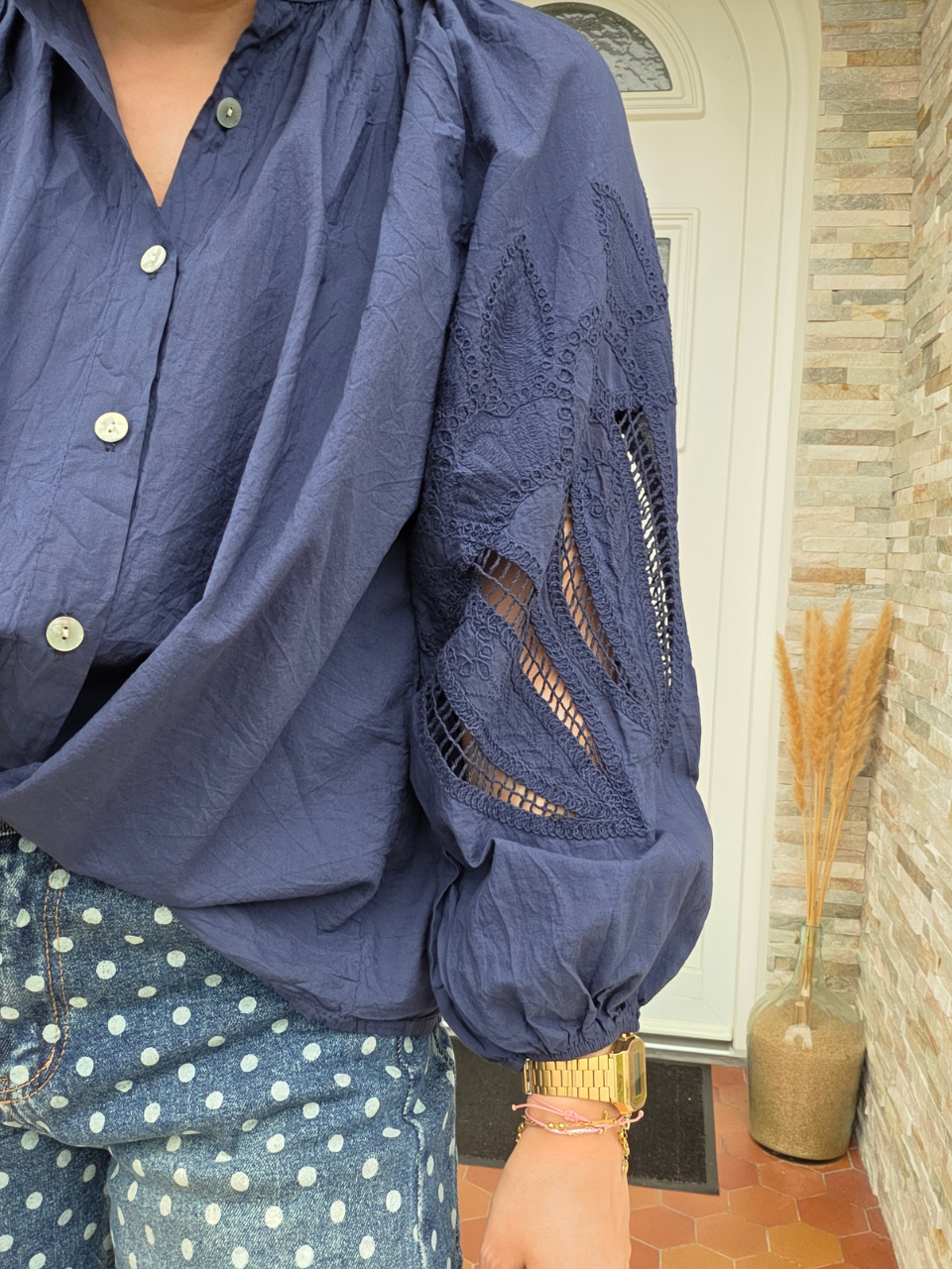 blouse marine crochet femme