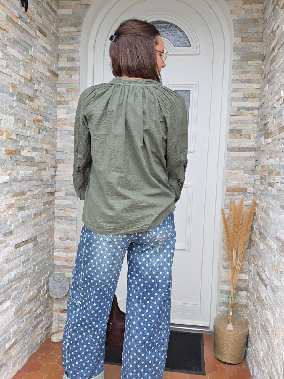 Look blouse kaki et barrel automne
