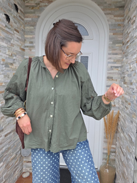 Blouse kaki brodé 