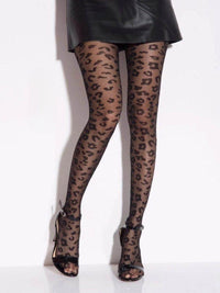 Collants noirs motif léopard
