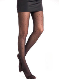 Collant noir à petits pois