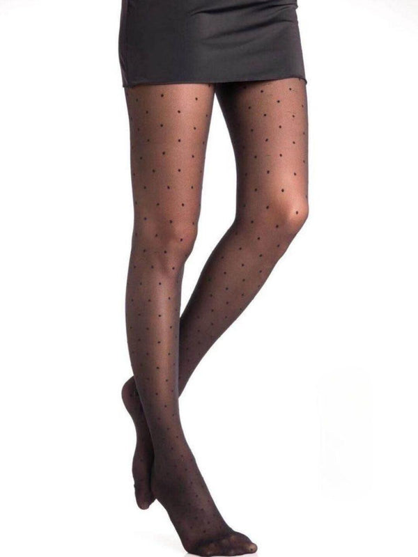 Collant noir à petits pois