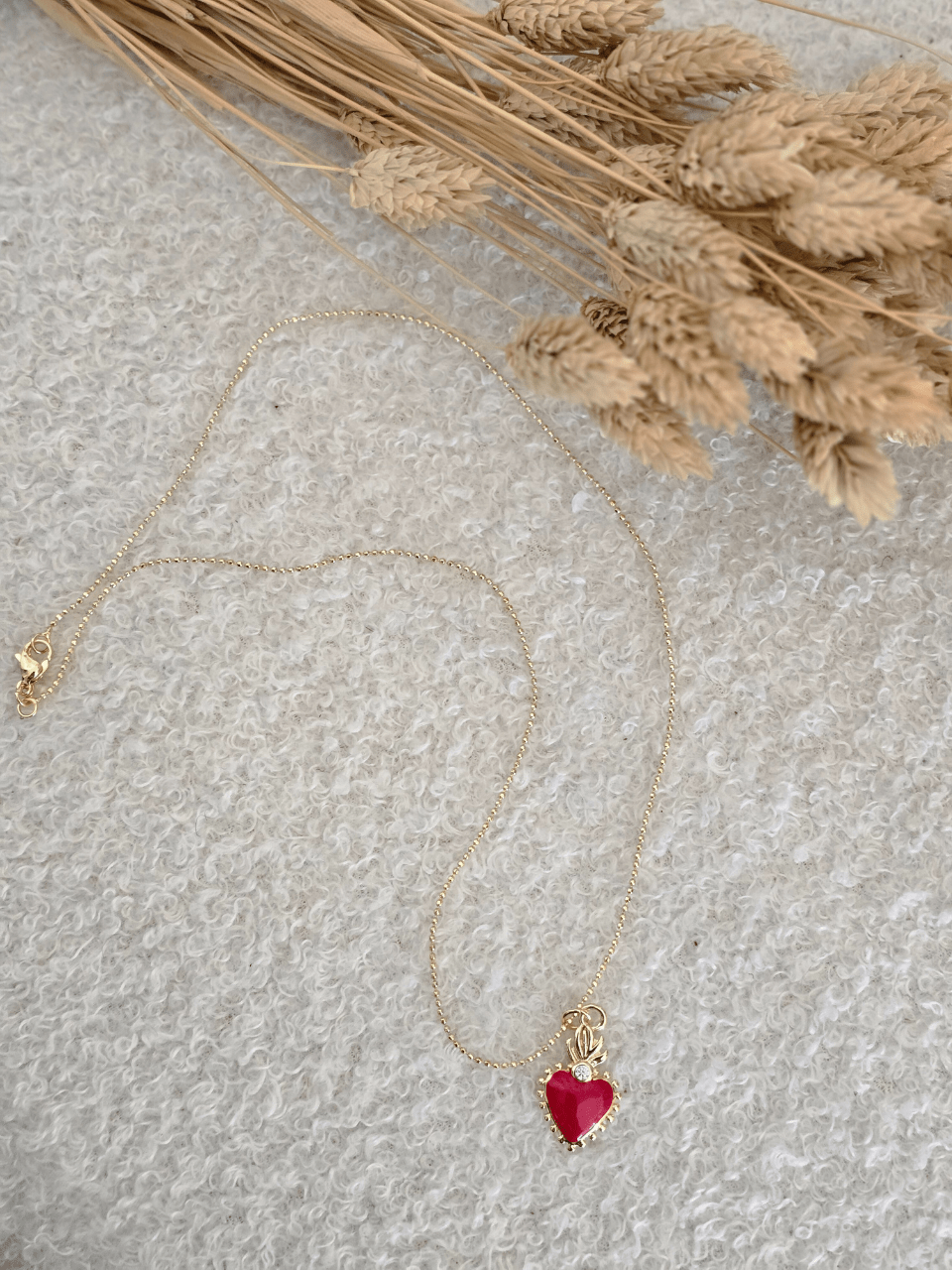 Collier cœur ex-voto rouge plaqué or – Love By MD