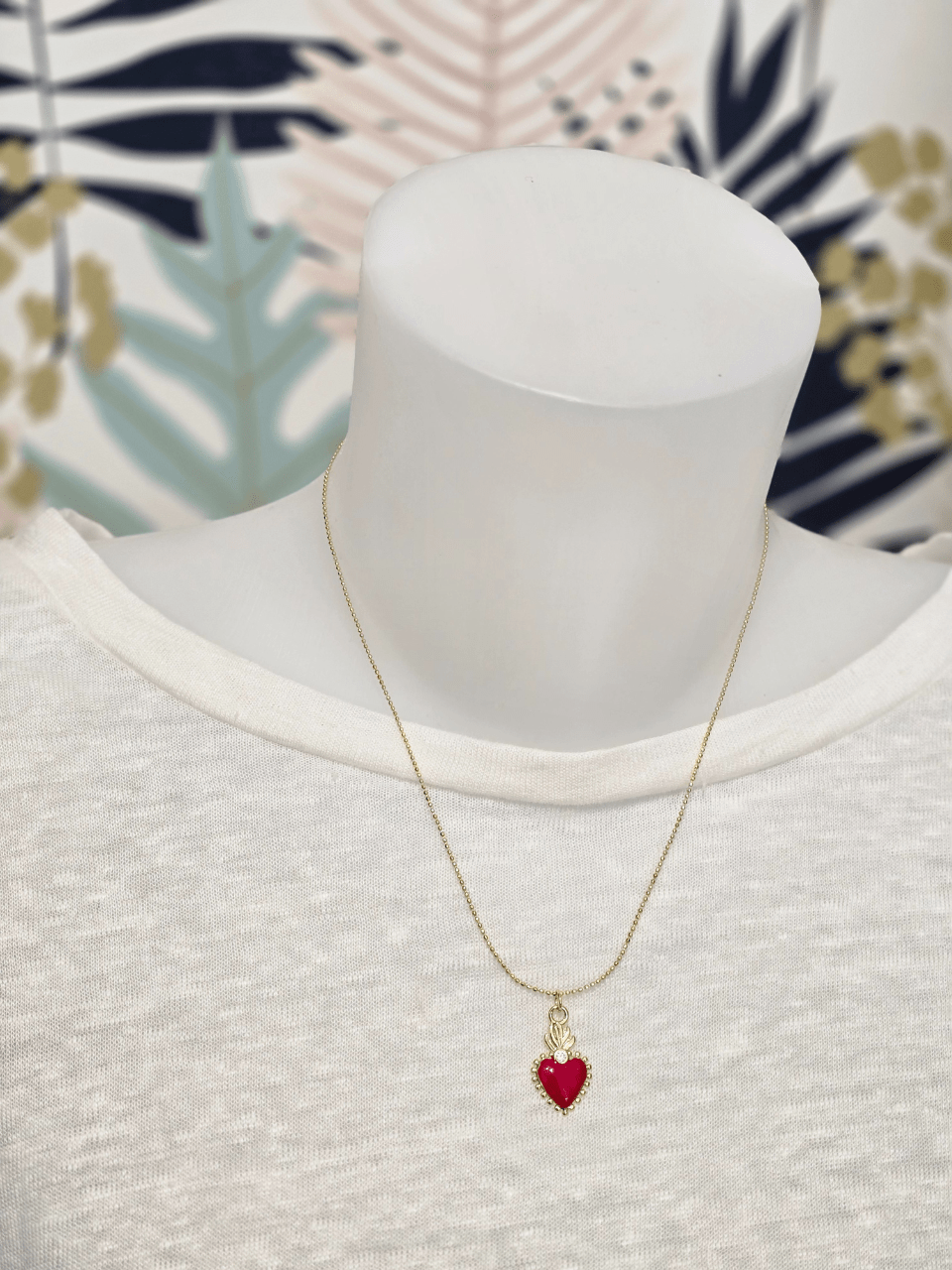 Collier cœur ex-voto rouge plaqué or – Love By MD