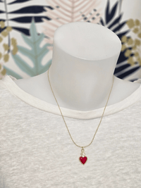 Collier cœur ex-voto rouge plaqué or – Love By MD