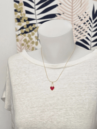 Collier cœur ex-voto rouge plaqué or – Love By MD