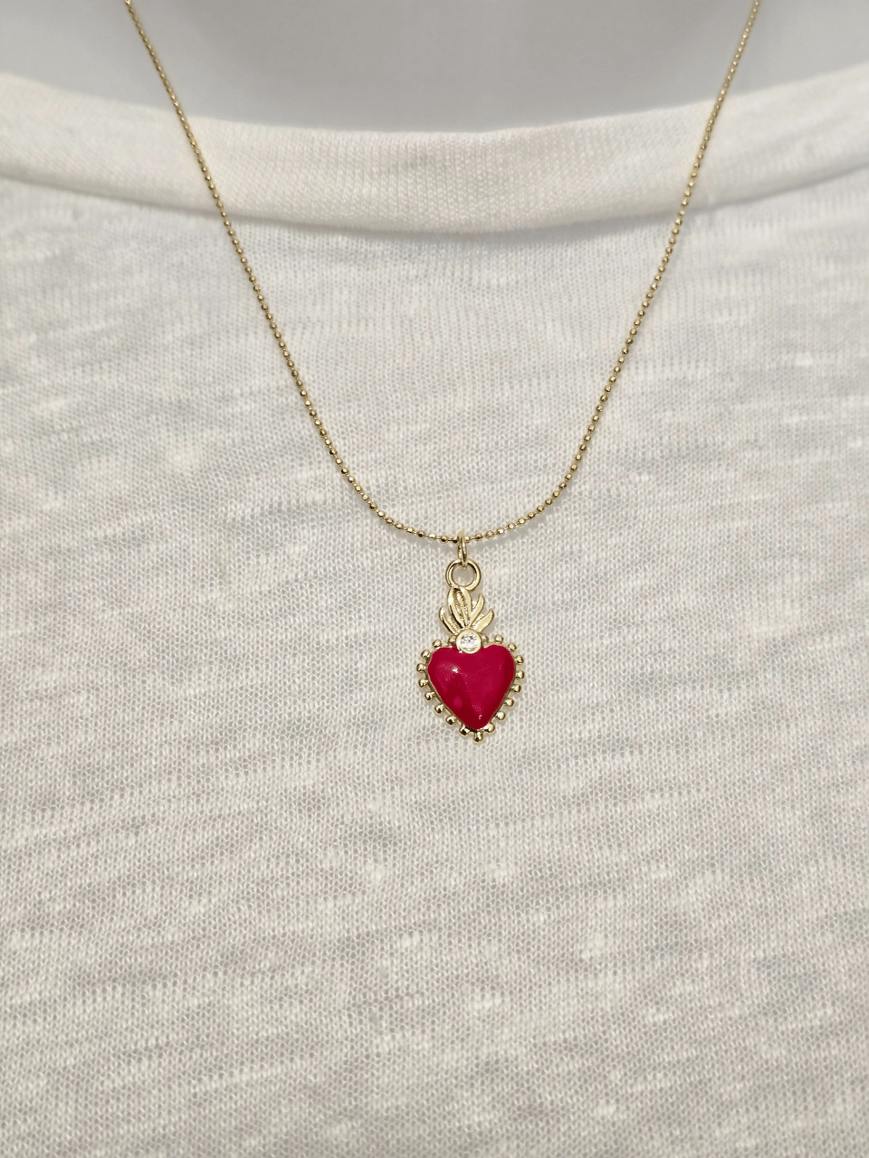 Collier cœur ex-voto rouge plaqué or – Love By MD