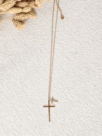 Collier double croix doré femme – Acier inoxydable avec strass