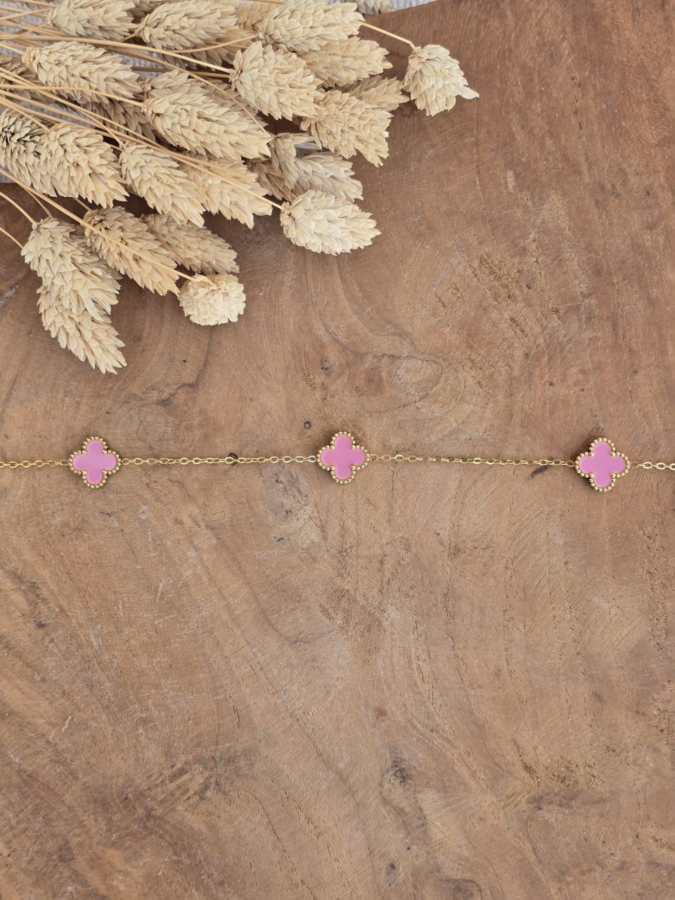 Collier fleurs en émail coloré en acier inoxydable doré