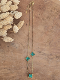 Collier fleurs en émail coloré en acier inoxydable doré