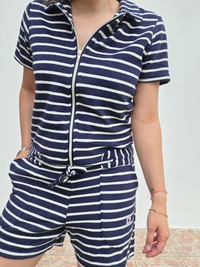 Combinaison short éponge rayée marine & blanche Love By MD