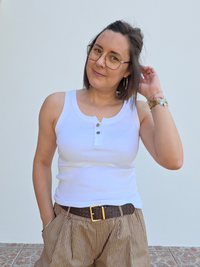 Débardeur en coton à boutons – Différents coloris – Taille unique 36 à 40