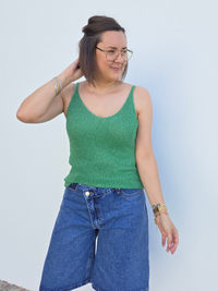Débardeur lurex femme vert