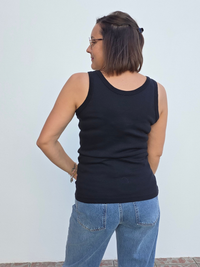 Débardeur noir côtelé femme taille unique