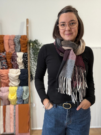 Écharpe femme douce à carreaux et franges – 3 coloris