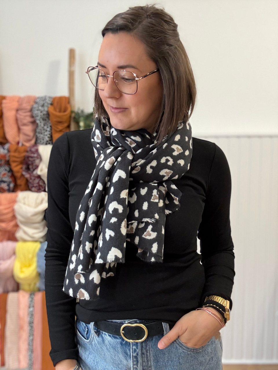 Echarpe léopard femme en viscose et laine – 3 coloris