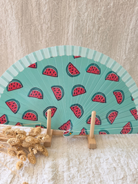 Éventail imprimé fruit et léopard – 10 modèles colorés