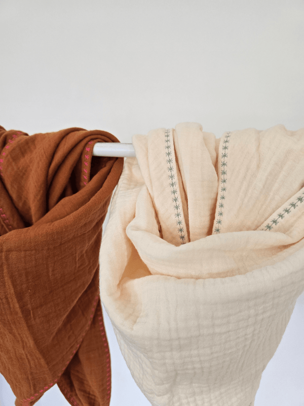 Foulard triangle doublé gaze de coton – Mellinette