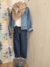 Foulard gaze de coton taupe – Création artisanale Mellinette