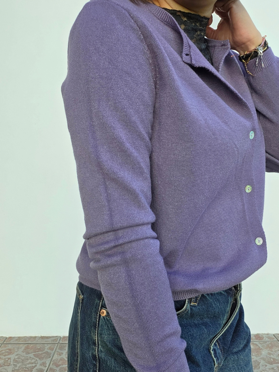 Gilet violet femme automne