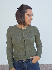 Gilet maille torsadé kaki