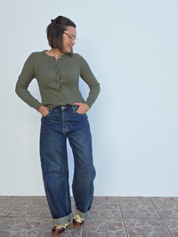 Look femme automne avec gilet kaki