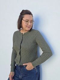 Gilet kaki maille torsadé