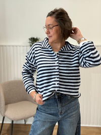 Gilet rayé bleu et marine boutonné Jubylee