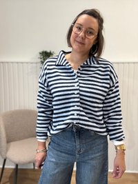 Gilet rayé bleu et marine boutonné Jubylee