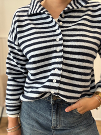 Gilet rayé bleu et marine boutonné Jubylee