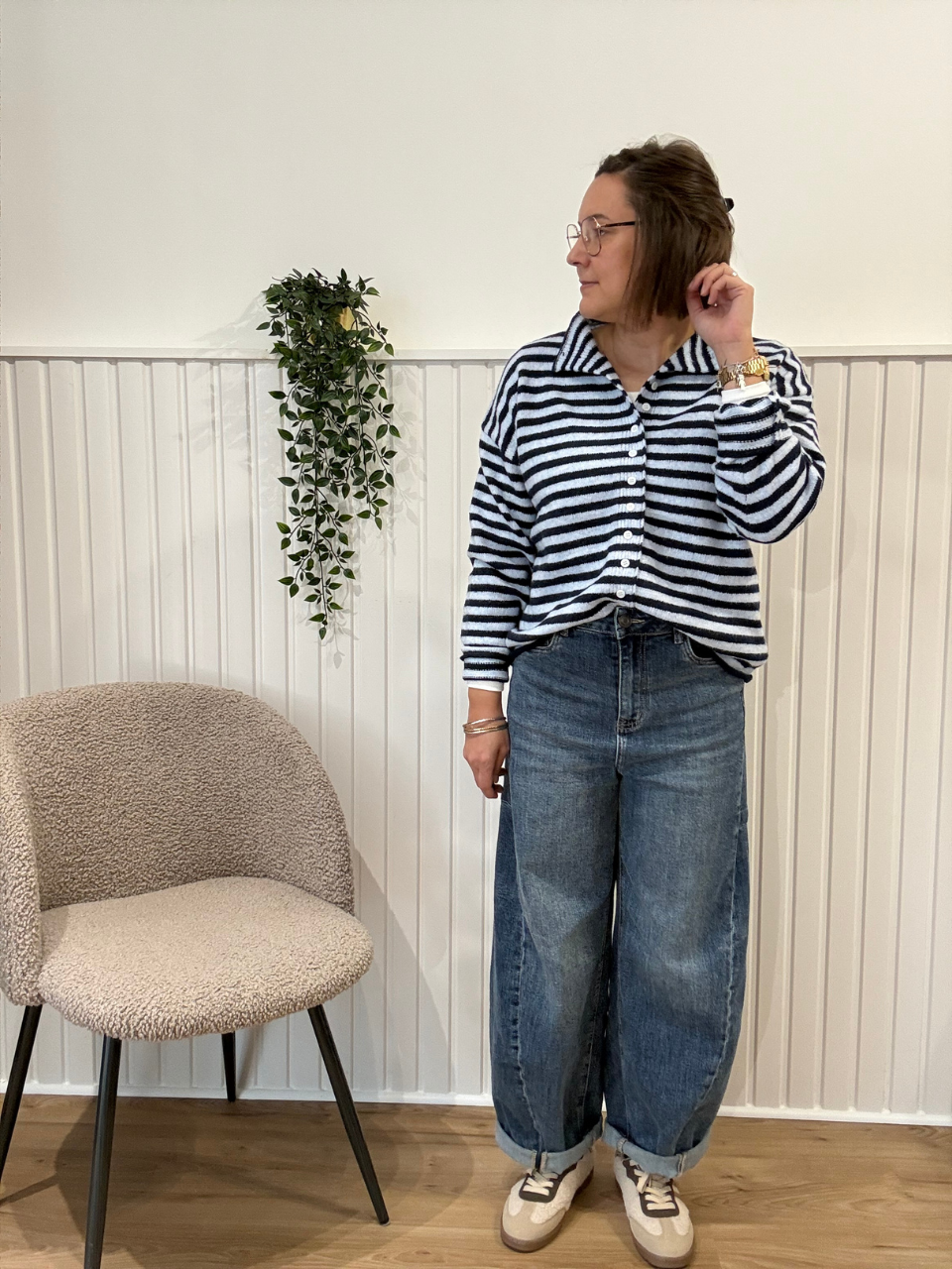 Gilet rayé bleu et marine boutonné Jubylee