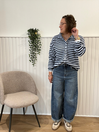 Gilet rayé bleu et marine boutonné Jubylee