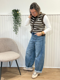 Gilet sans manches rayé marron et blanc Jubylee