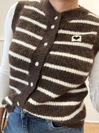 Gilet sans manches rayé marron et blanc Jubylee