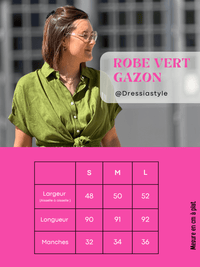 Robe courte verte gazon en coton & lin