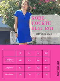 Robe courte bleu roi en coton piqué – Love By MD