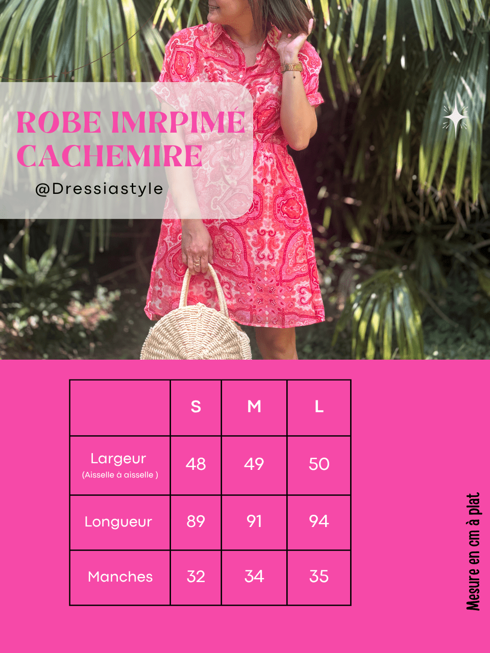 Robe fluide été imprimé cachemire fuchsia