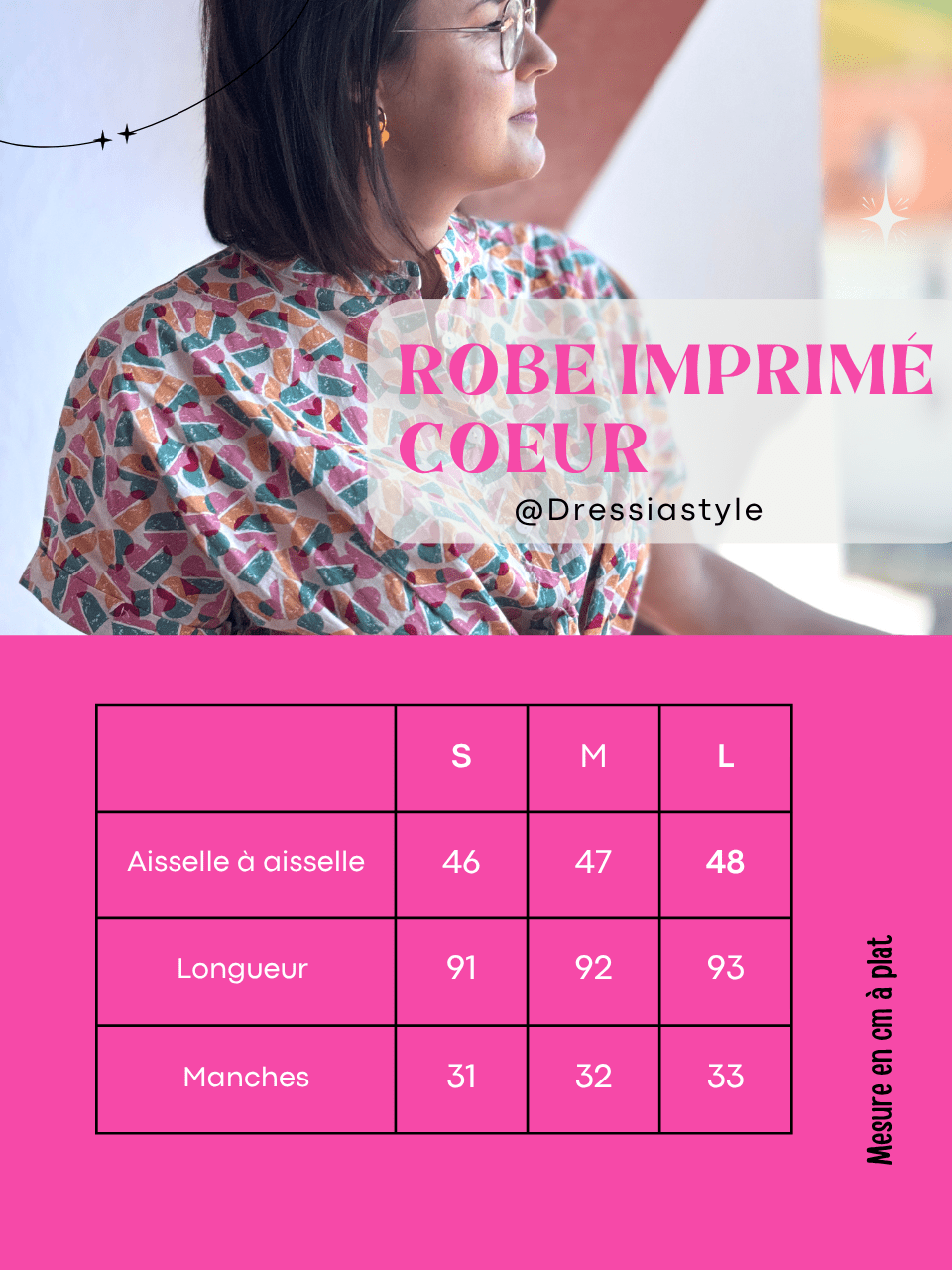 Robe courte colorée imprimé cœur