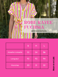 Robe courte en gaze de coton rayée – Rose & jaune vitaminé