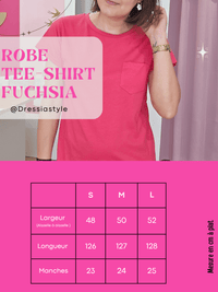 Robe tee-shirt longue fuchsia