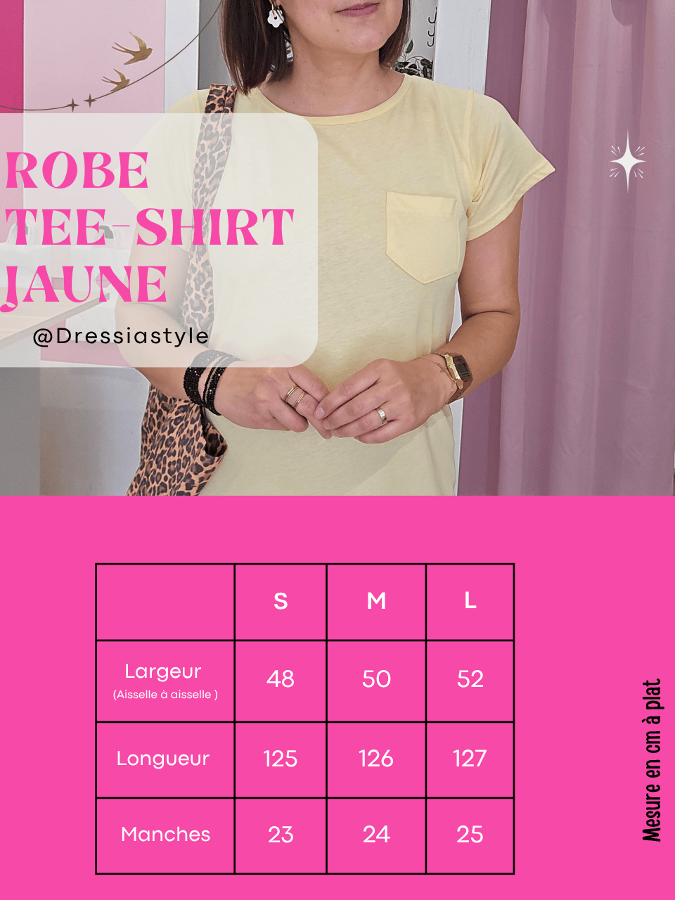 Robe tee-shirt longue jaune