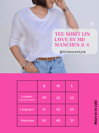 Tee-shirt femme lin manches 3/4 col V – Love by MD