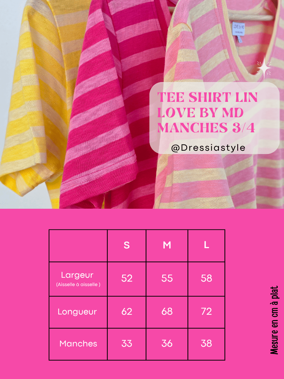 T-shirt rayé femme coton lin oversize – Love by MD