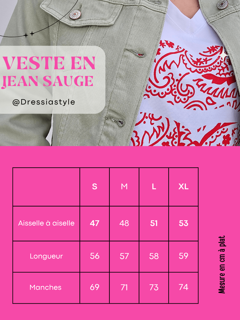 Veste en jean vert sauge - Oraije
