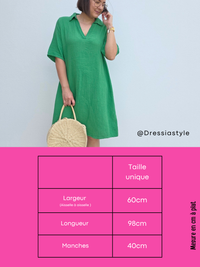 Robe courte en gaze de coton verte - taille unique