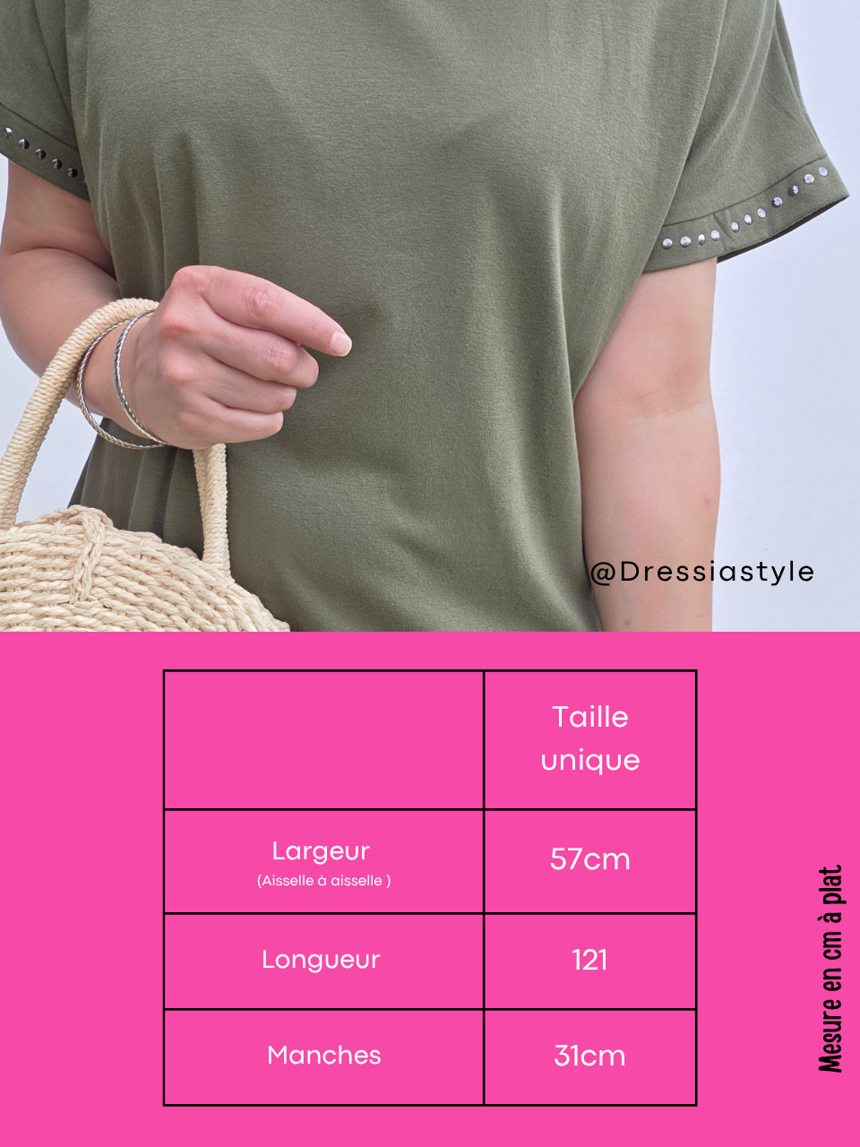 Robe longue tee-shirt détails cloutés – taille unique